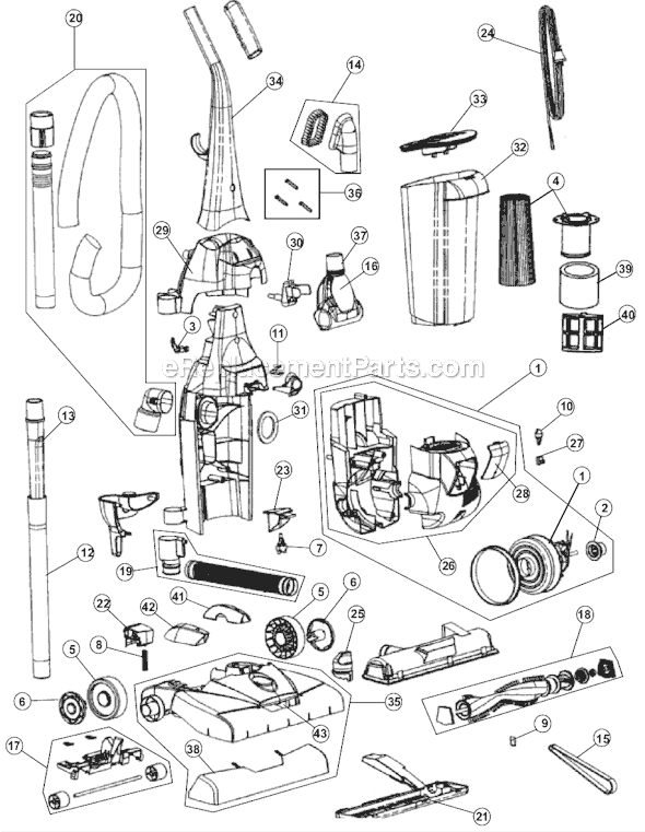 Page A Diagram and Parts List for M086715  Dirt Devil Upright Vacuum